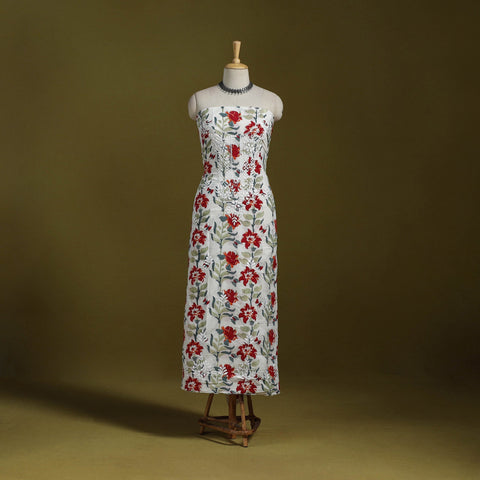 Lucknowi chikankari work sanganeri unstitched kurta