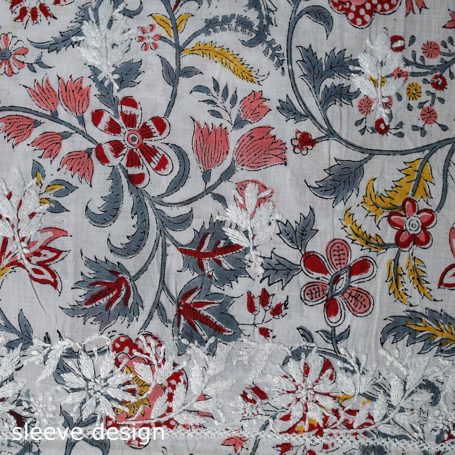 Lucknowi chikankari work sanganeri unstitched kurta