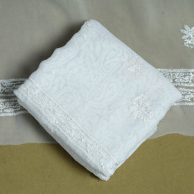 White - lucknowi hand embroidered chikankari georgette 3pc