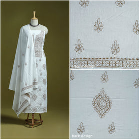 White - lucknowi hand embroidered chikankari mul cotton 2pc