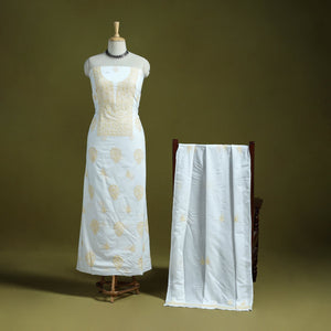 White - lucknowi hand embroidered chikankari mul cotton 2pc