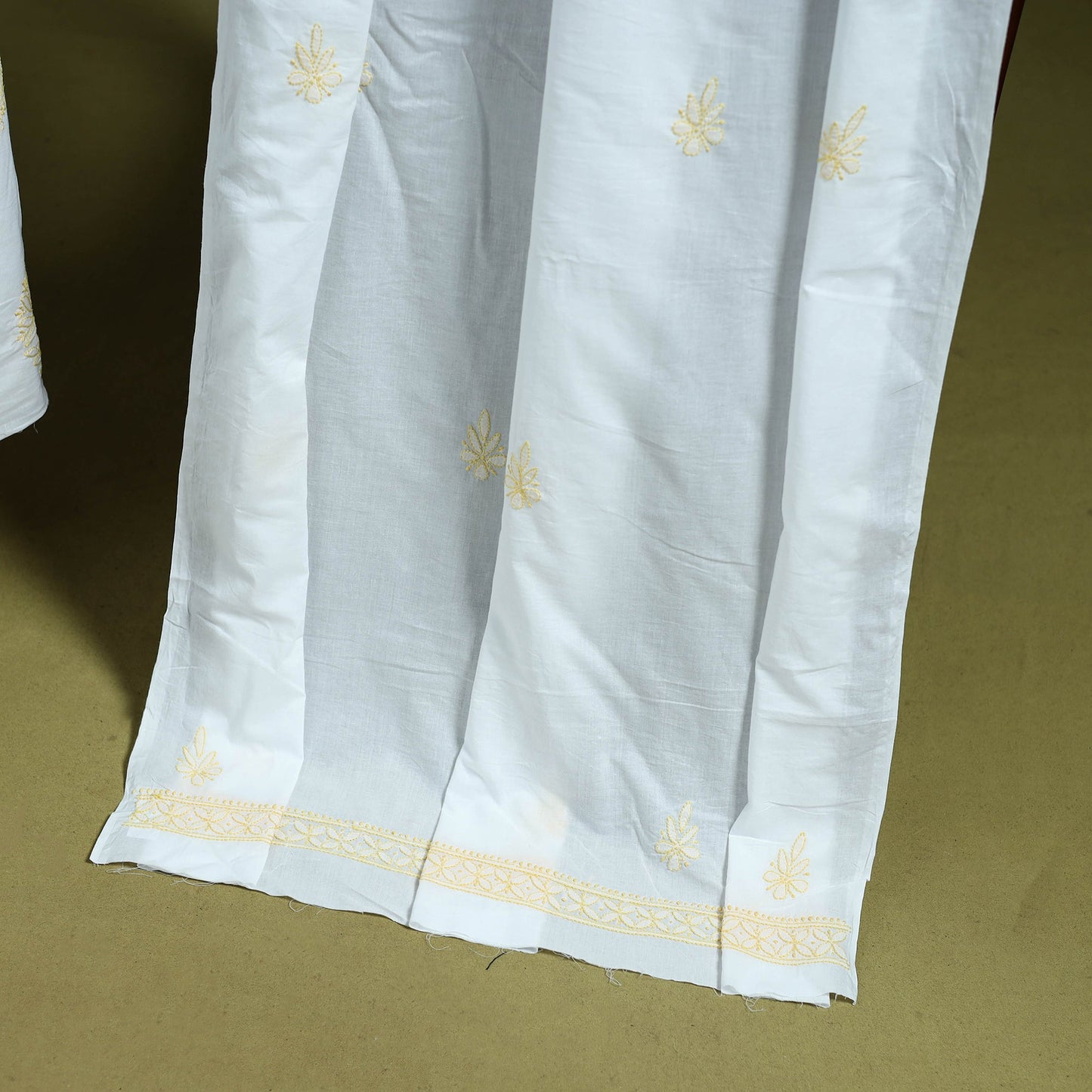 White - lucknowi hand embroidered chikankari mul cotton 2pc