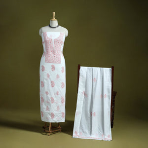 White - lucknowi hand embroidered chikankari mul cotton 2pc