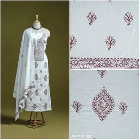 White - lucknowi hand embroidered chikankari mul cotton 2pc