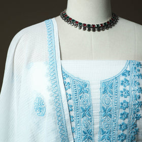 Lucknowi hand embroidered kota doria cotton chikankari 2pc