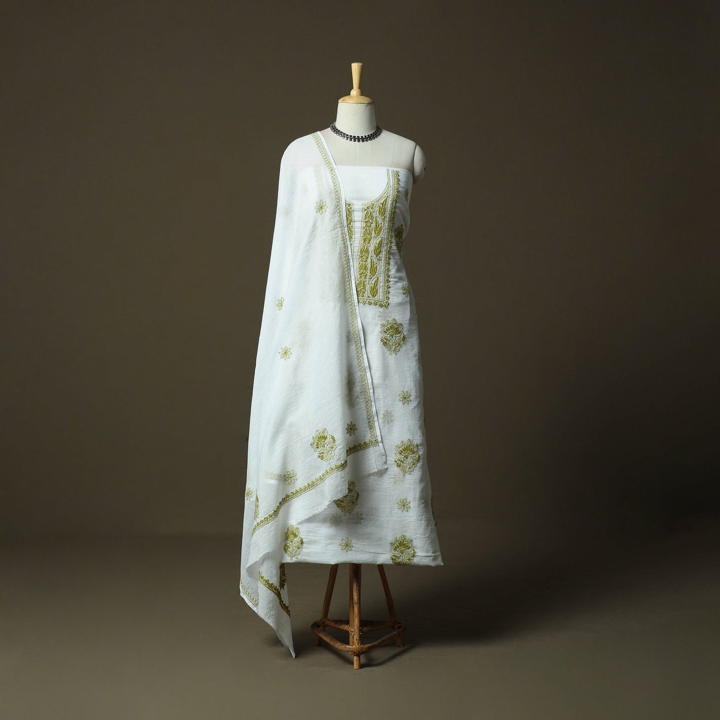 Lucknowi hand embroidered kota doria cotton chikankari 2pc