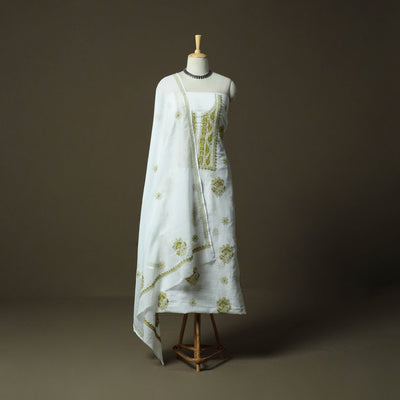 Lucknowi hand embroidered kota doria cotton chikankari 2pc