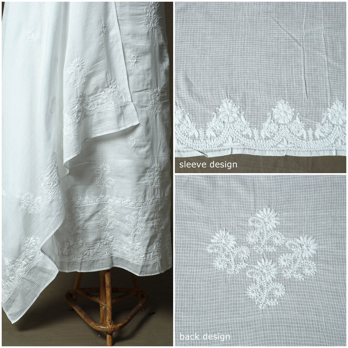 Lucknowi hand embroidered kota doria cotton chikankari 2pc