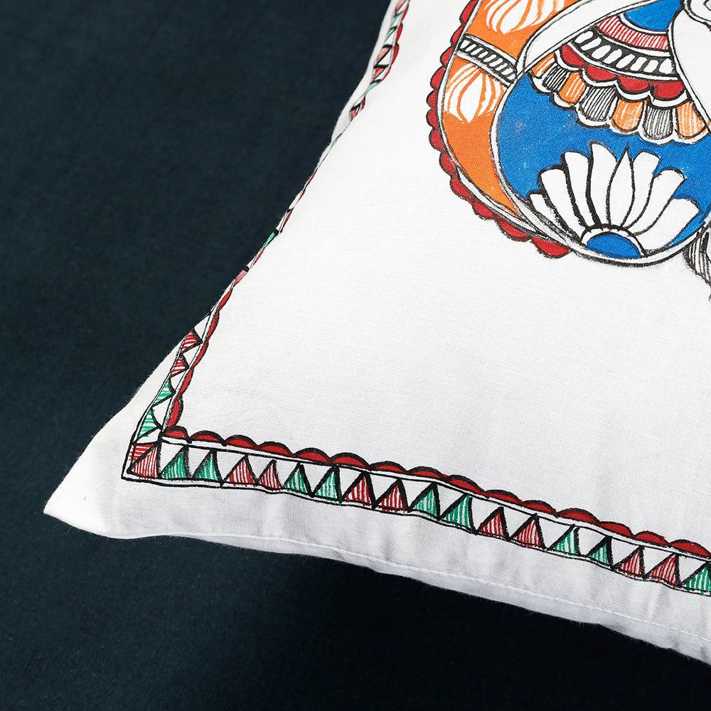 Buy Madhubani Handpainted Cotton Cushion Cover Online at iTokri.com