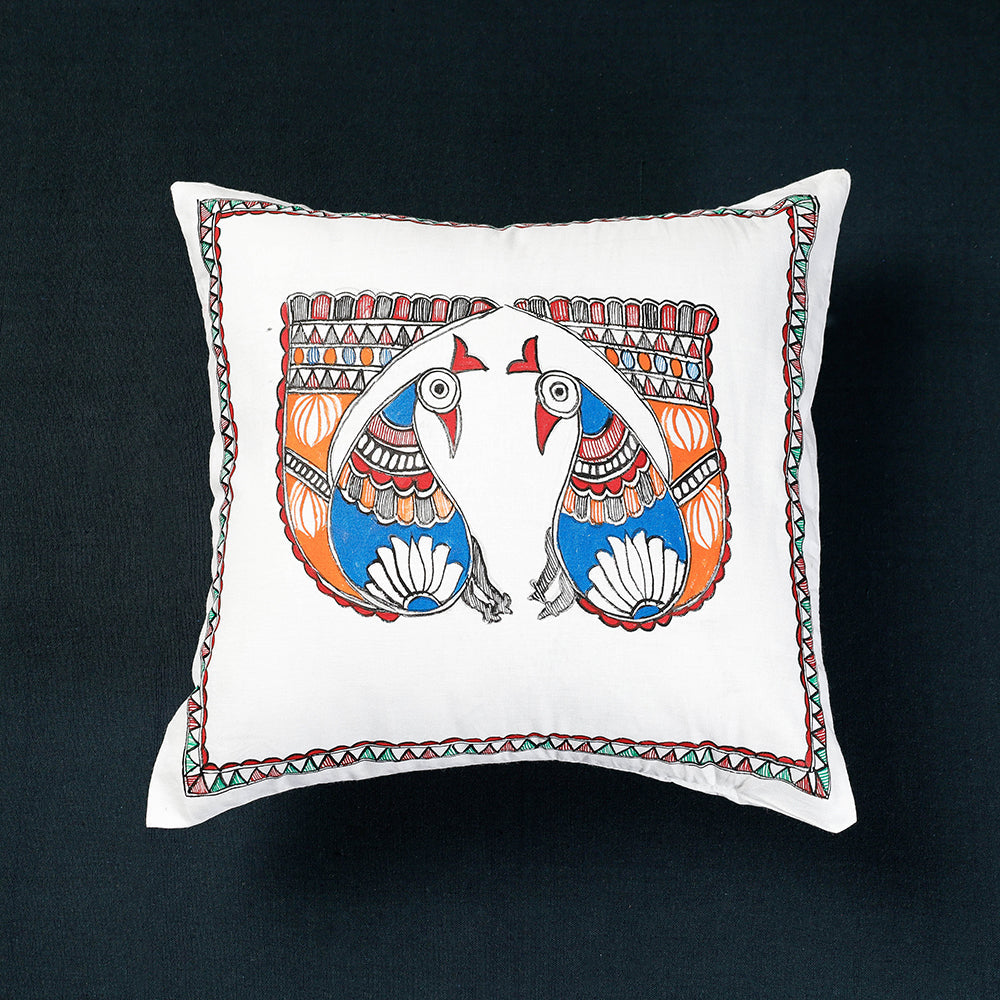 Buy Madhubani Handpainted Cotton Cushion Cover Online at iTokri.com
