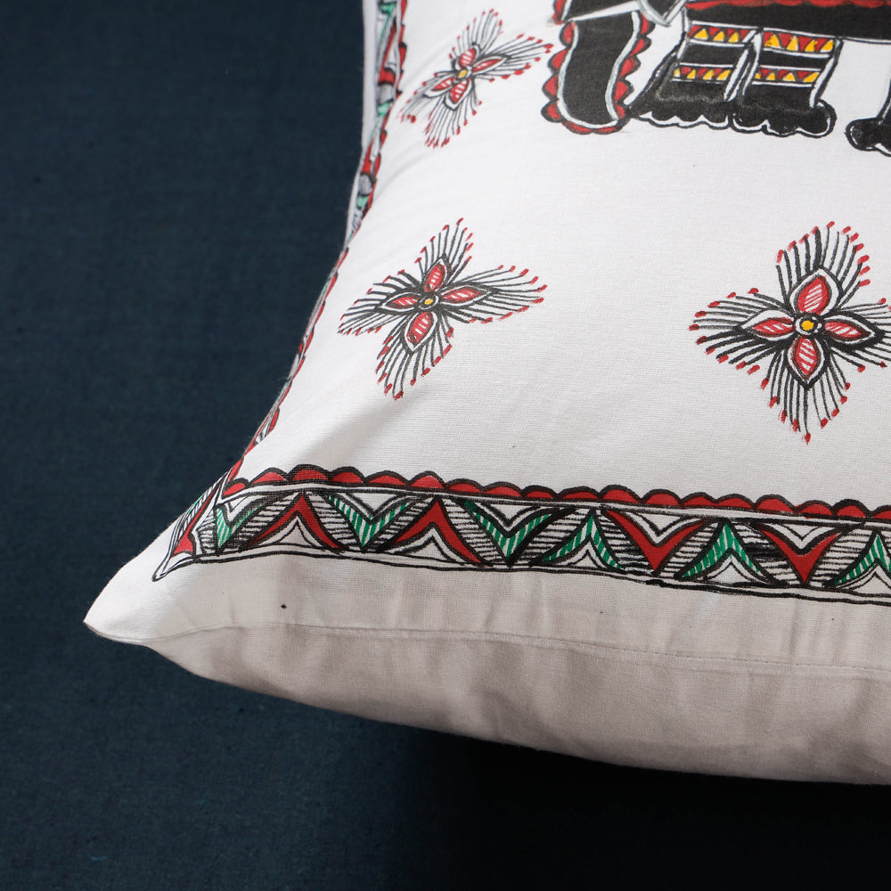 Buy Madhubani Handpainted Cotton Cushion Covers by Ruchi Jha Online at iTokri.com