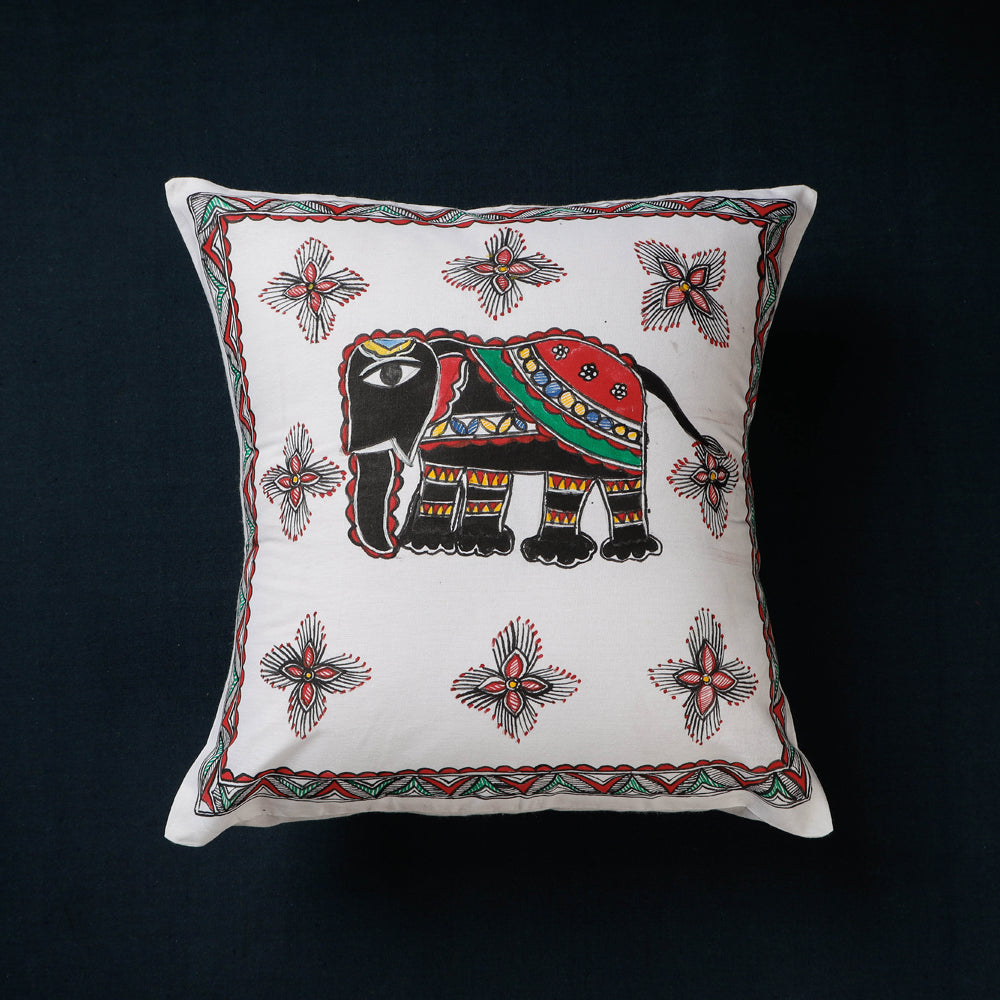Buy Madhubani Handpainted Cotton Cushion Covers by Ruchi Jha Online at iTokri.com