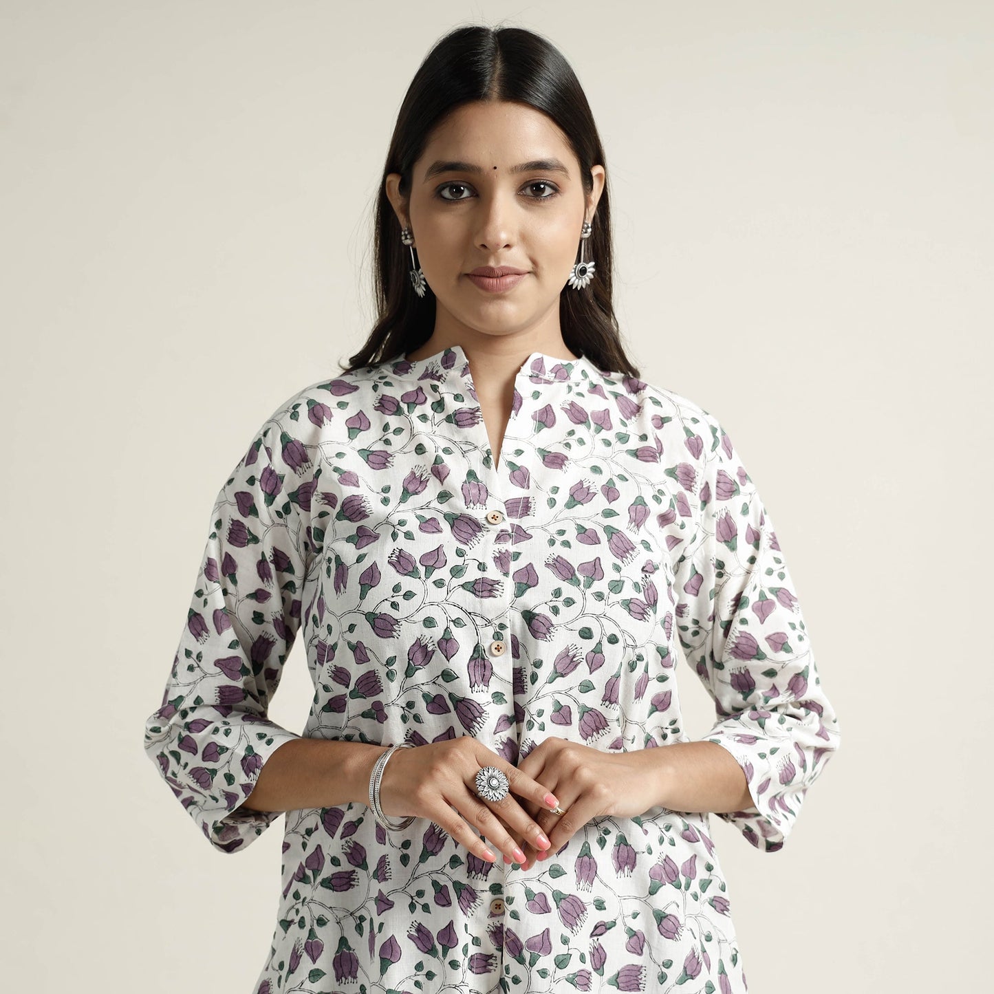 Buy Mangalagiri Block Printed Cotton Kurta with Palazzo Set Online at iTokri.com