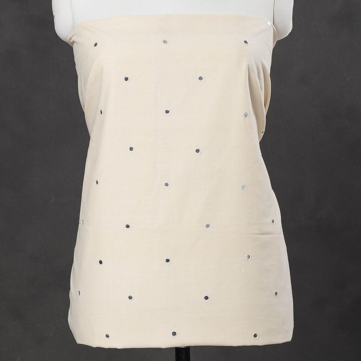  Off White Mangalagiri Cotton Sequin Work Kurta Material