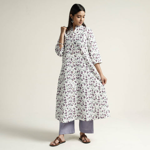 Buy Mangalagiri Block Printed Cotton Kurta with Palazzo Set Online at iTokri.com