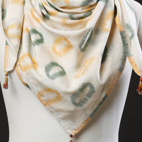 White Maniabandha Ikat Handloom Cotton Scarf 