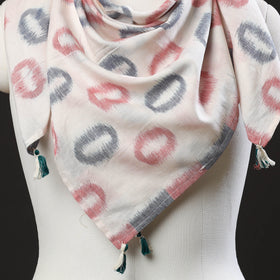 White Maniabandha Ikat Handloom Cotton Scarf 