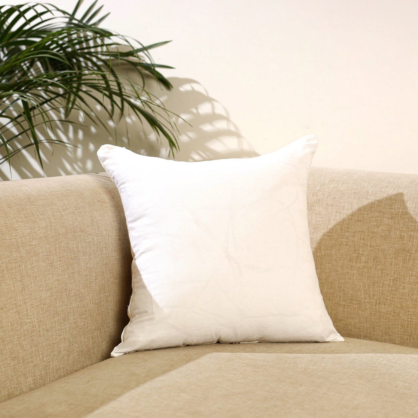 Buy Thread & Zari Work Cotton White Cushion Cover