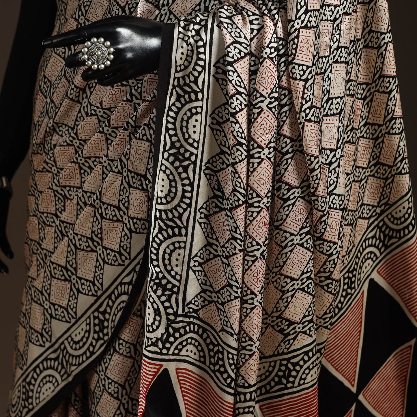 Modal silk hand bagru saree 19 - handcrafted