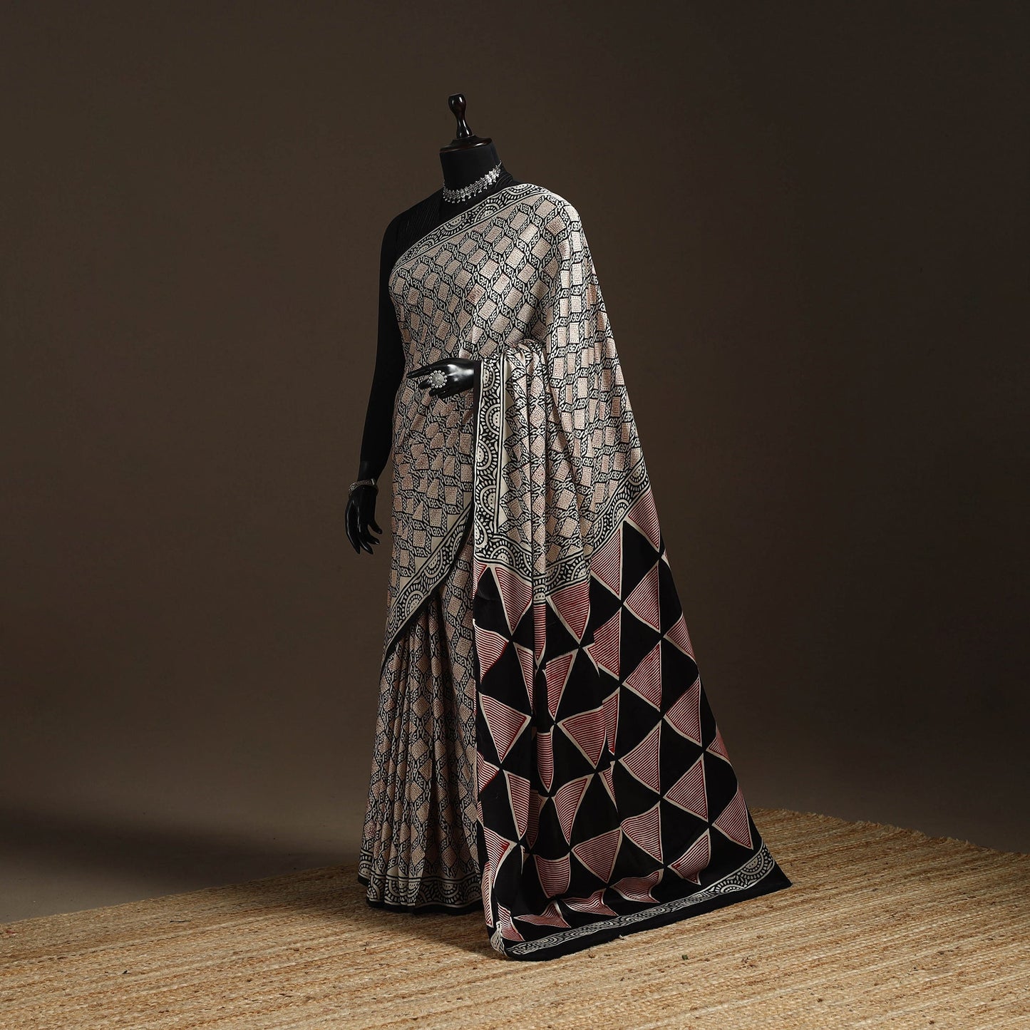 Modal silk hand bagru saree 19 - handcrafted