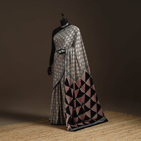 Modal silk hand bagru saree 19 - handcrafted