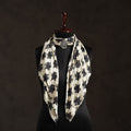 White Block Print Modal Silk Pendant Necklace Scarf