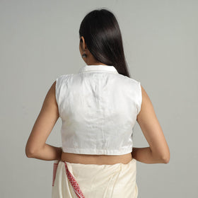 White - Modal Silk Plain Stitched Blouse 06
