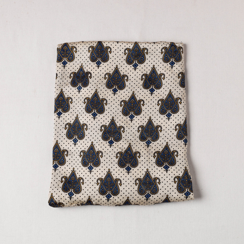 White Ajrakh Modal Silk Precut fabric 