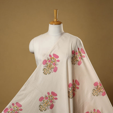 Mughal butta hand cotton sanganeri fabric 01 - handcrafted