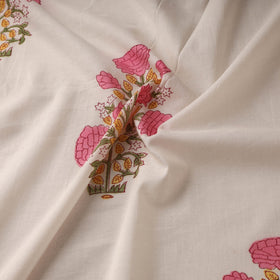 Mughal butta hand cotton sanganeri fabric 01 - handcrafted