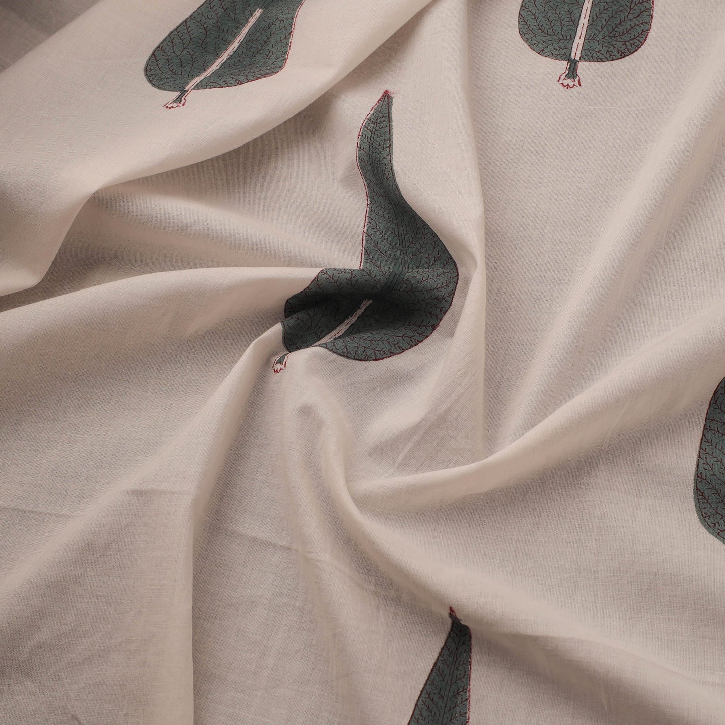 Mughal butta hand cotton sanganeri fabric 02 - handcrafted