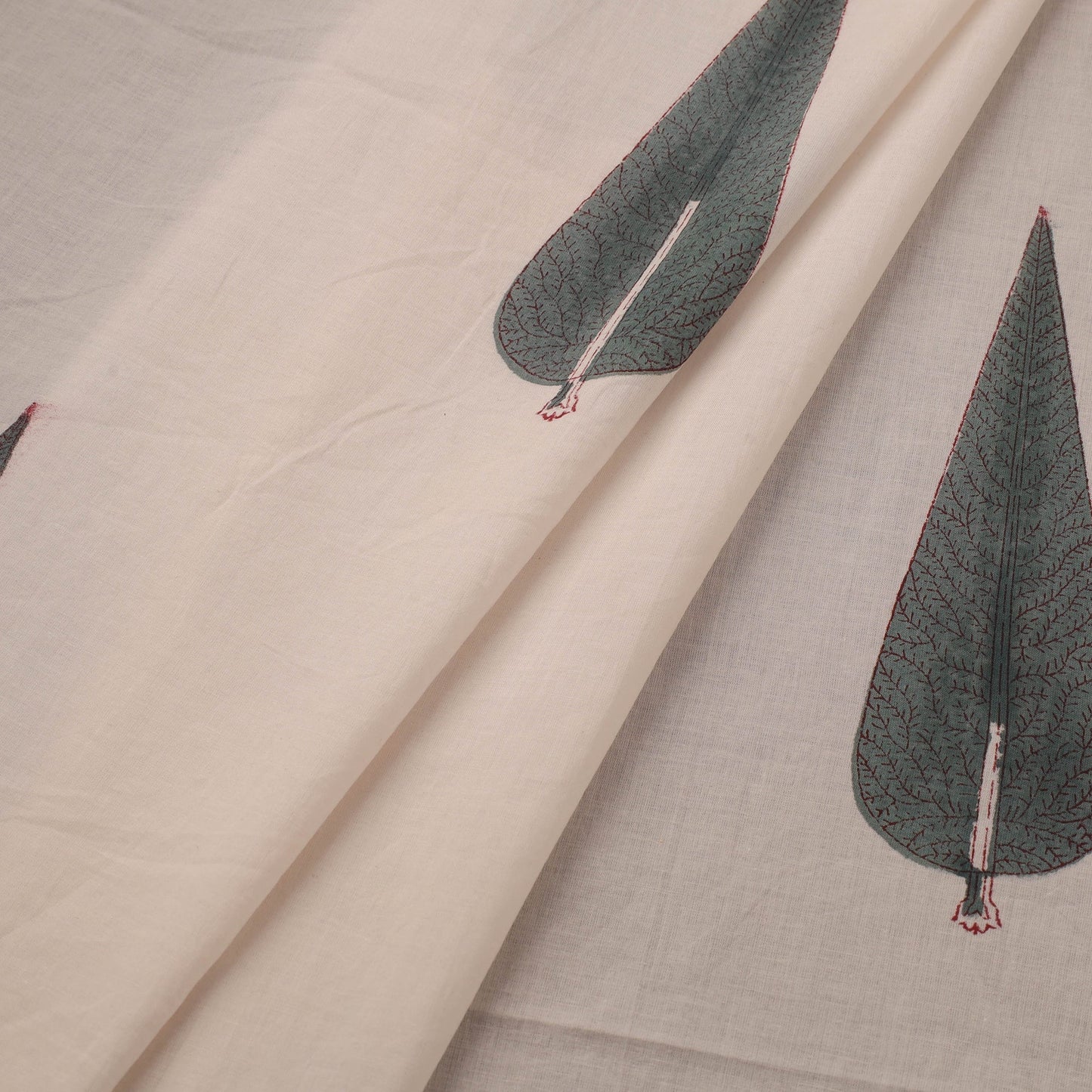 Mughal butta hand cotton sanganeri fabric 02 - handcrafted