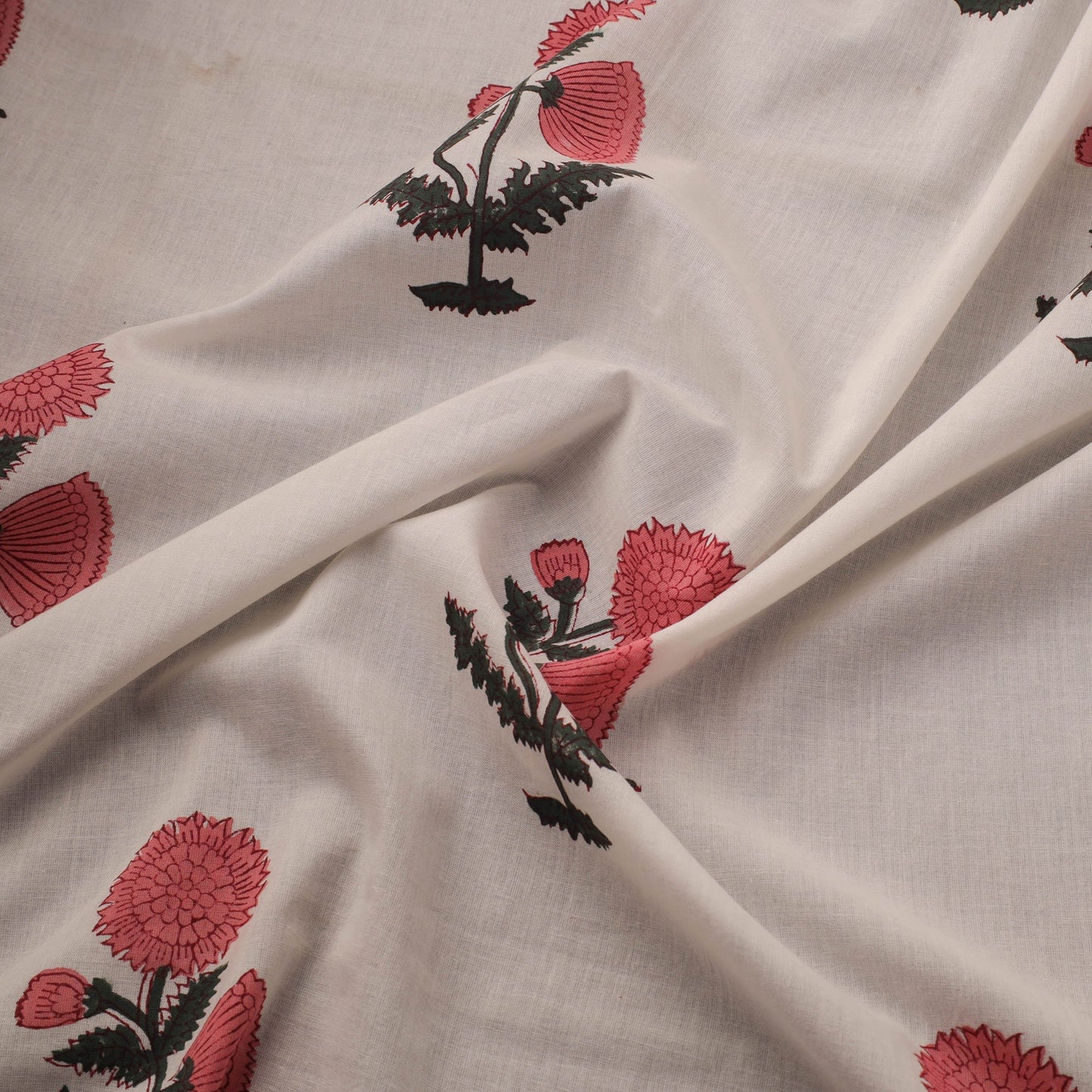 Mughal butta hand cotton sanganeri fabric 03 - handcrafted