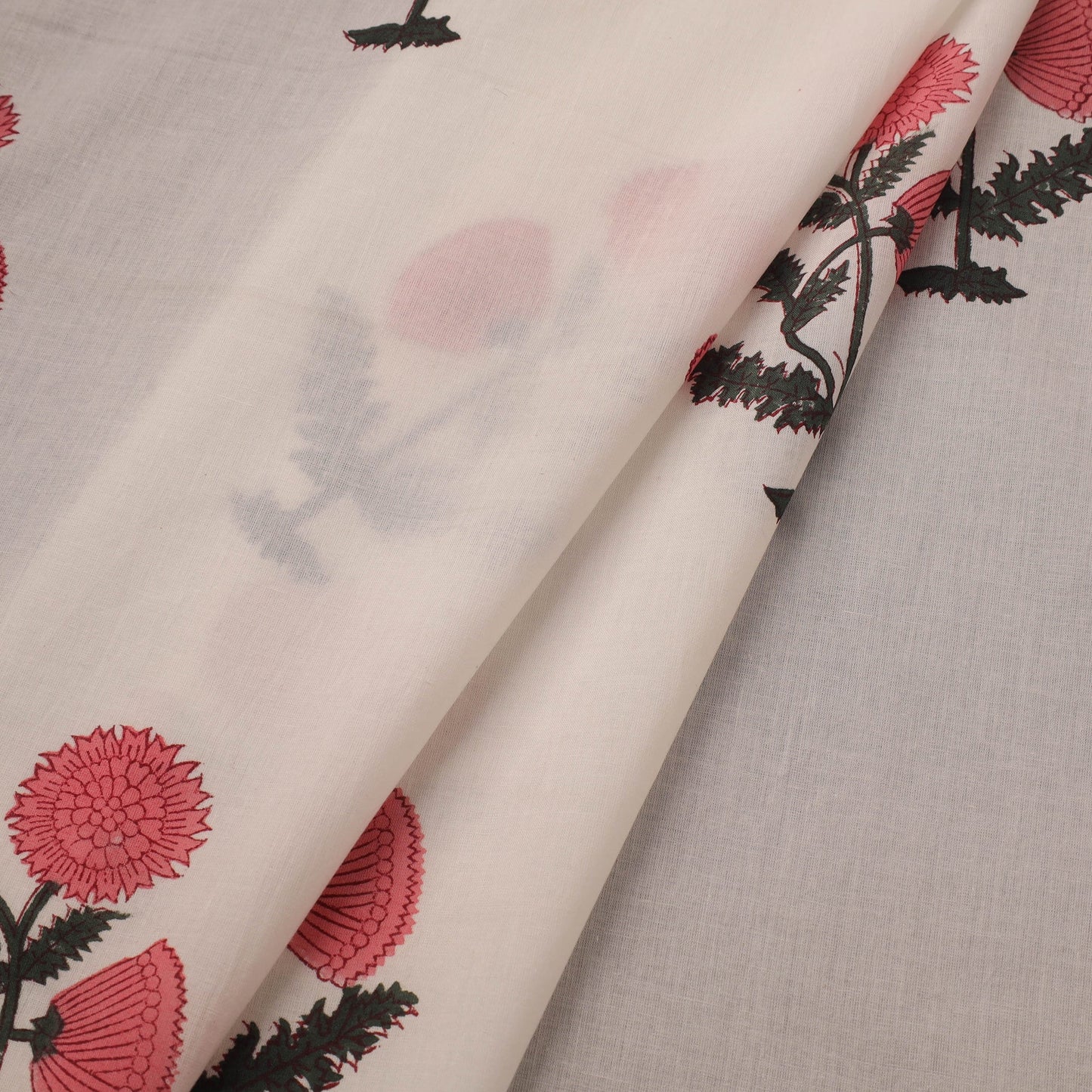 Mughal butta hand cotton sanganeri fabric 03 - handcrafted
