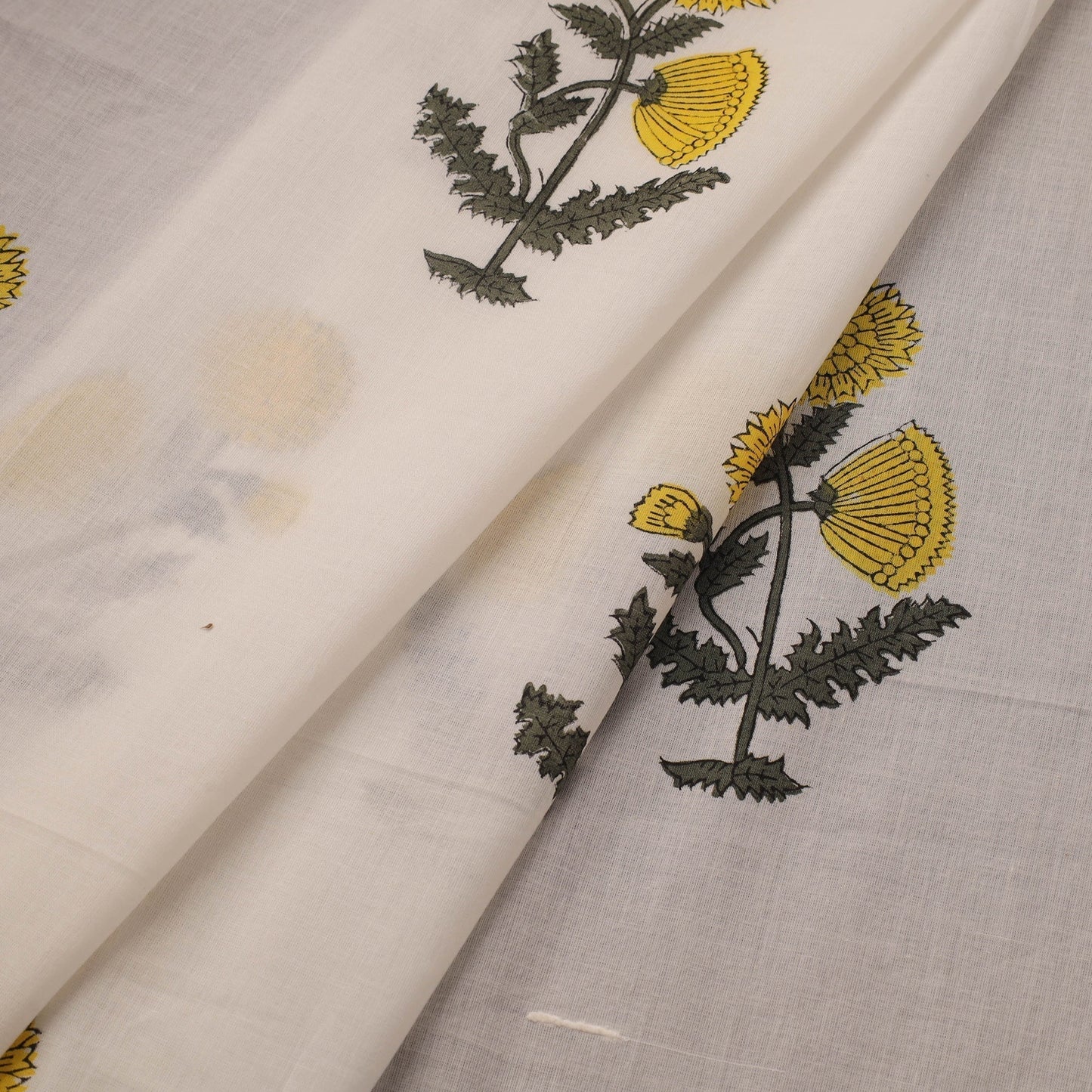 Mughal butta hand cotton sanganeri fabric 04 - handcrafted