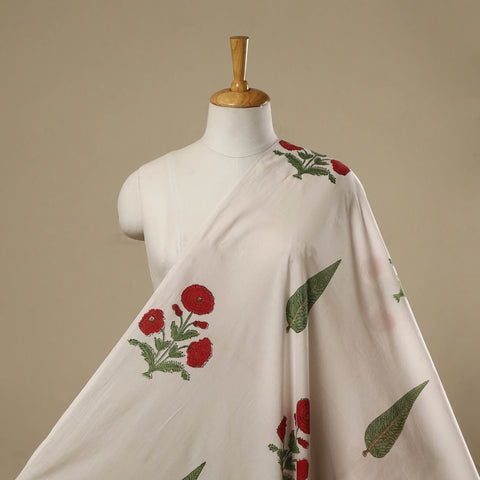 Mughal butta hand cotton sanganeri fabric 05 - handcrafted