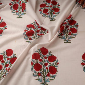 Mughal butta hand cotton sanganeri fabric 08 - handcrafted