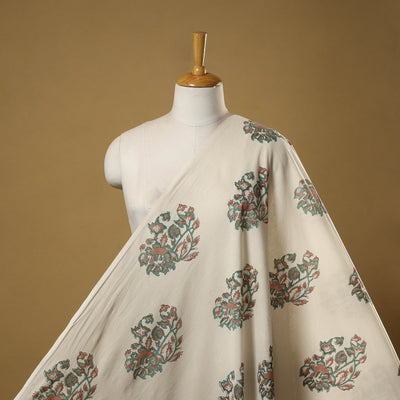 Mughal butta hand cotton sanganeri fabric 10 - handcrafted