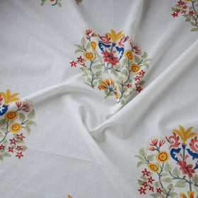 White - Mughal Butta Hand Block Print Cotton Sanganeri Fabric 26