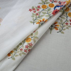 White - Mughal Butta Hand Block Print Cotton Sanganeri Fabric 26