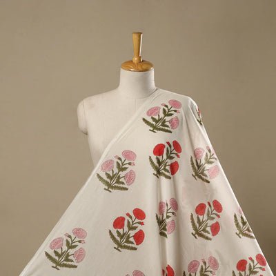 Mughal butta hand pure mul cotton sanganeri fabric 25