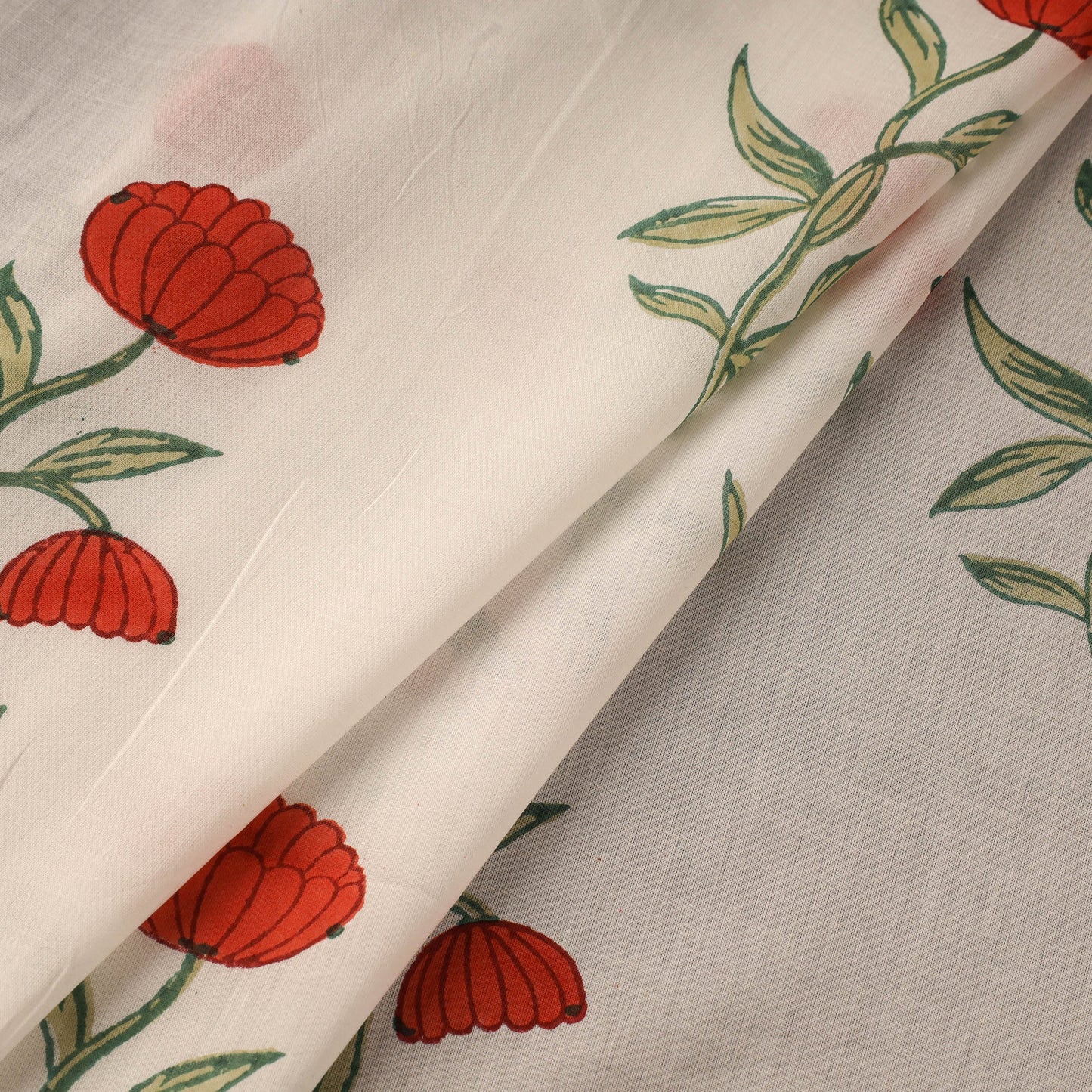 Mughal butta hand pure mul cotton sanganeri fabric 28