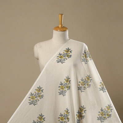 Mughal butta hand pure mul cotton sanganeri fabric 30