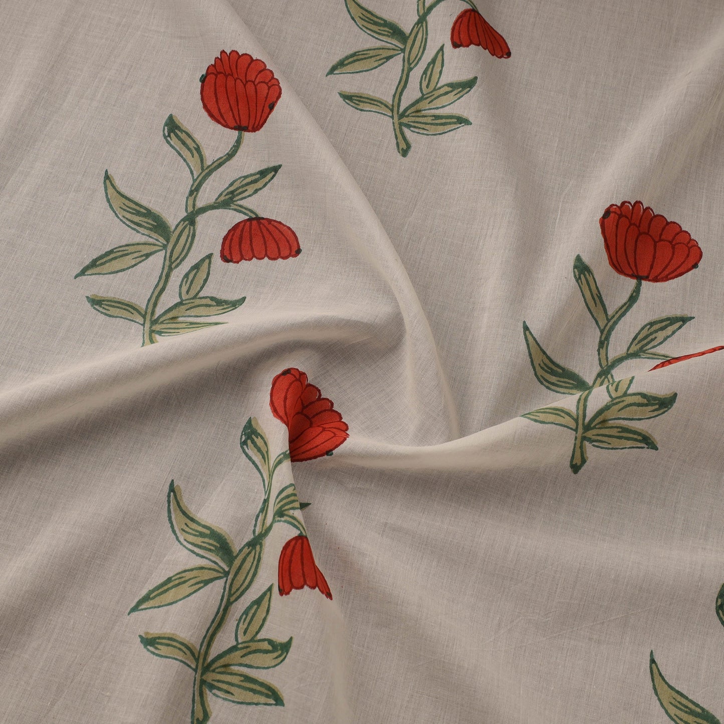 Mughal butta hand pure mul cotton sanganeri fabric 28
