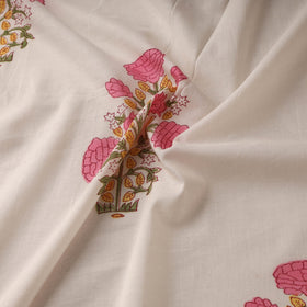 Mughal butta hand cotton sanganeri fabric 01 - handcrafted