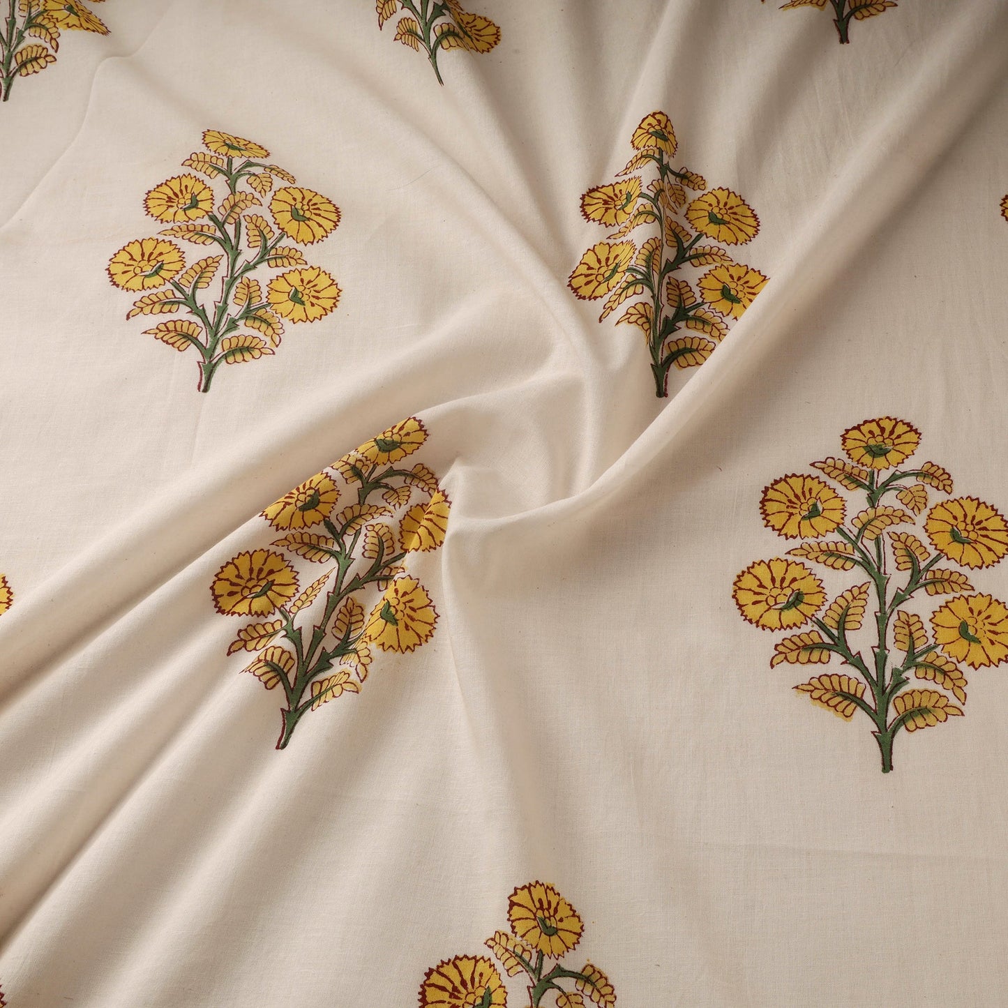 Mughal butta hand cotton sanganeri fabric 02 - handcrafted