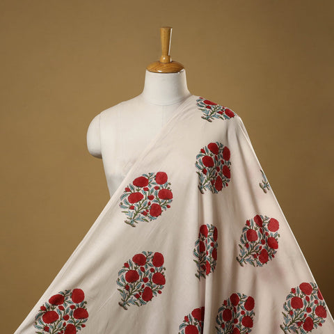 Mughal butta hand cotton sanganeri fabric 08 - handcrafted