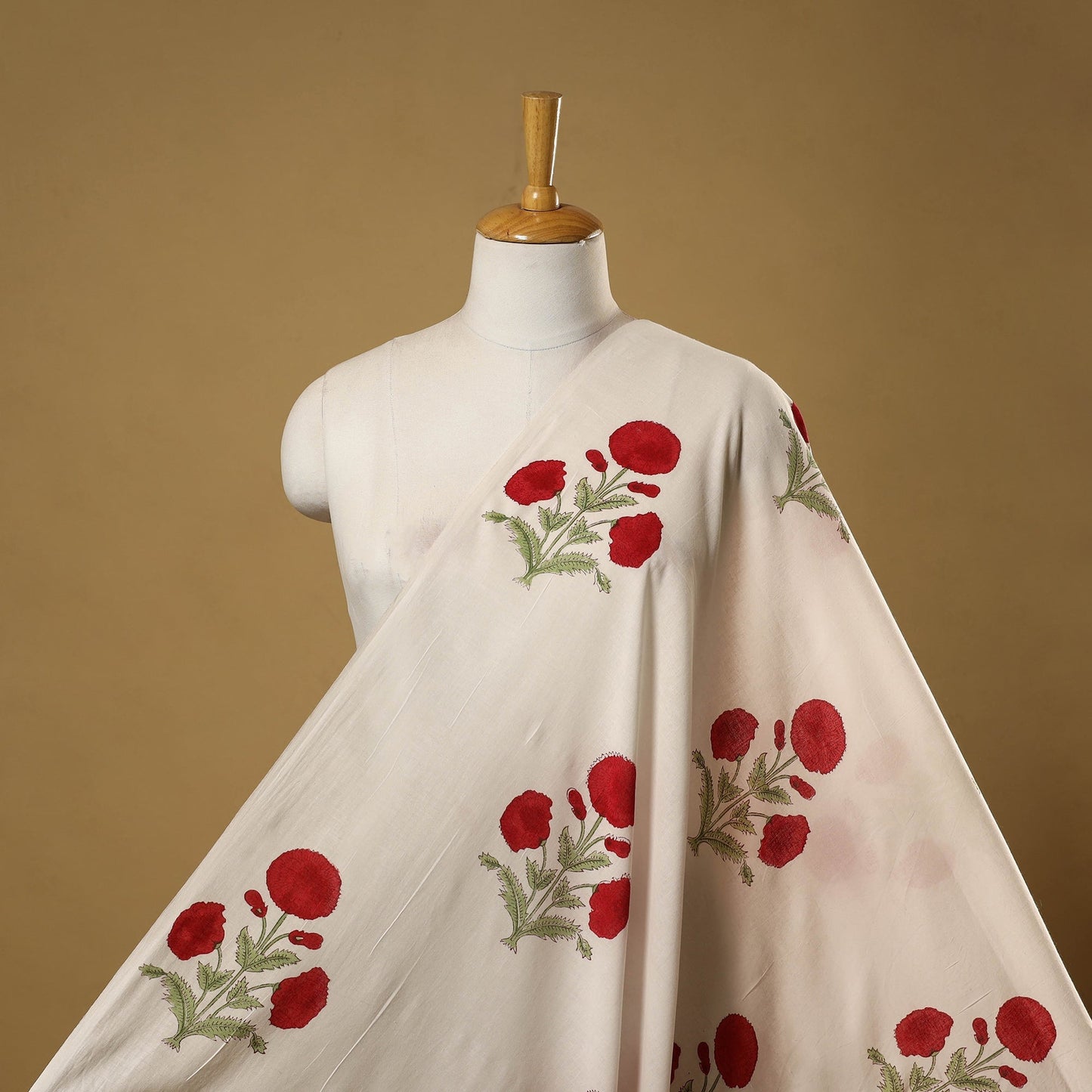 Mughal butta hand cotton sanganeri fabric 11 - handcrafted