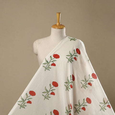 Mughal butta hand pure mul cotton sanganeri fabric 28