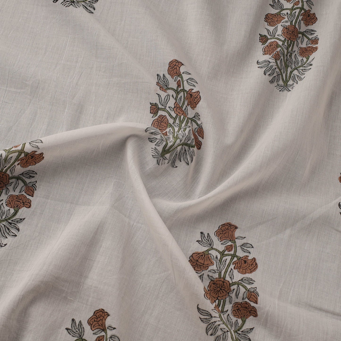 Mughal butta hand pure mul cotton sanganeri fabric 29